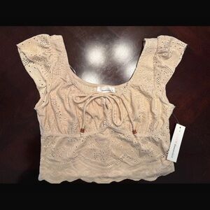 URBAN Romantics Beige Eyelet Blouse